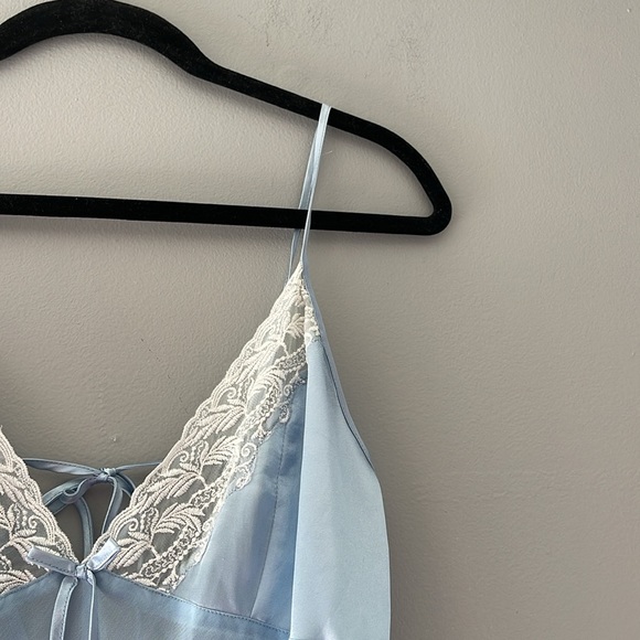 Pastel Blue Sheer Tie-Back Slip Dress Size L - Picture 4 of 7